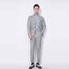 川泽男士浅灰色，轻商务西装二件套韩版修身格子单排扣西服套装