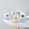 日式超可爱卡通涂鸦印花玻璃杯加厚家用圆柱水杯牛奶杯咖啡杯