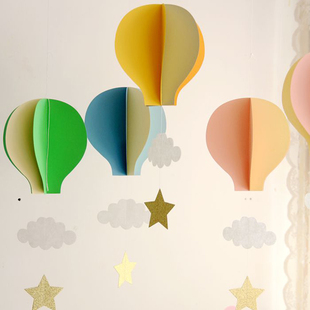 生日聚会学校立体热气球挂饰，安装简易