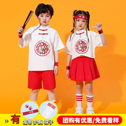 六一儿童啦啦队演出服中国风，古风汉服男女童唐装，古装走秀舞蹈表演