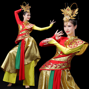 中国风打鼓服演出服女腰鼓，队水鼓舞民族，喜庆秧歌扇子舞蹈服装套装