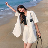 白色西装套装女夏季薄款2024高级感洋气减龄时尚短裤两件套潮