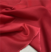 大牌尾货重磅真丝羊毛布料，优雅大红色斜纹，丝毛裙子外套礼服面料