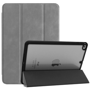 适用新ipadmini5平板保护套，苹果mini4三折tpu笔槽皮套透明背壳