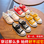 儿童帆布鞋男童女童鞋，2023w春季韩版板鞋大童学生球鞋小白布