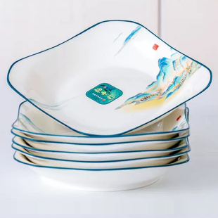 烤箱专用盘子汤盘家用加深炒菜盘子釉中彩中式精致漂亮的盘子套装