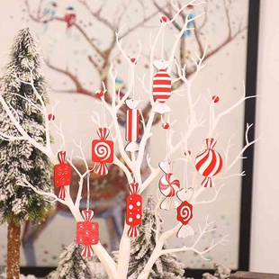 铭冠圣诞装饰用创意卡通，木质彩色糖果圣诞树，装饰挂件少儿礼物