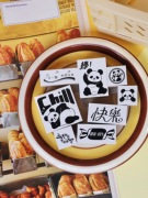 unimoco桃摩联名可爱熊猫糖果，原创木质印章日程mini章手帐装饰