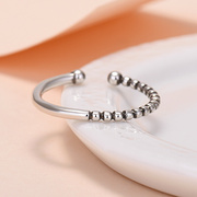泰银风格麻花圆珠扣戒指，女韩国气质个性创意，开口指环网红复古首饰