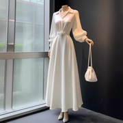 龙年白色连衣裙女春季法式内搭长裙气质，御姐职业衬衫连衣裙