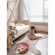 地毯卧室可爱风卡通儿童，床边毯房间狮子动物，造型门口家用吸水地垫