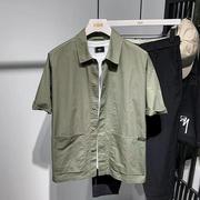 C品牌折扣夏季短袖衬衫男潮流宽松时尚个性上衣五分衬衣韩版