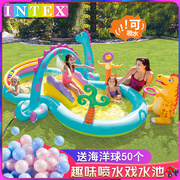 充气游泳池儿童家庭大型号海洋球，池沙池家用宝宝带滑梯喷水戏水池