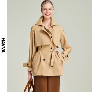 havva2024春季风衣外套，女短款小个子漂亮时尚气质上衣f7558