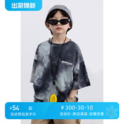 2024夏季男孩短袖T恤韩版男儿童涂鸦印花宽松体恤潮