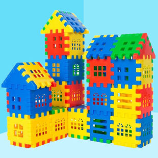 儿童早教益智拼插数字方块，幼儿园宝宝塑料拼装大号，房子积木玩具