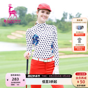 SVG高尔夫舒适弹力长袖泡泡袖T恤时尚波点印花打底衫女golf