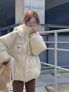 鸭鸭粉色棉衣羽绒棉服女冬季2023短款学生棉袄韩版加厚面包服