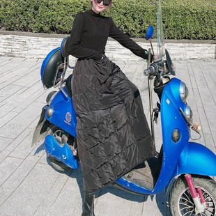 电动摩托车加厚半身裙90白鸭绒围裙一片式防寒羽绒挡风被冬季护腿