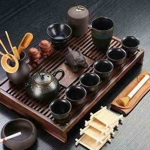 紫砂陶瓷功夫茶具套装家用客厅整套茶台茶杯办公抽屉式实木小茶盘