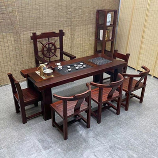 老船木茶桌椅组合功夫，茶台实木茶艺桌家用小茶桌，客厅新中式喝茶桌