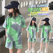 女童运动套装夏款韩版洋气中大童韩版潮范女孩时髦休闲宽松两件套