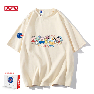 NASA联名蜡笔小新短袖情侣男女纯棉夏季宽松体恤半袖上衣T恤