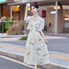 新中式印花连衣裙2024夏装雪纺连衣裙小个子两件套套裙W5512