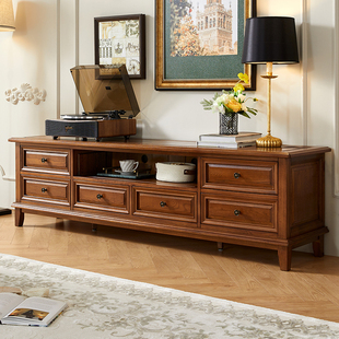 卡娜斯小美式全实木家具电视柜，茶几组合套装简约全实木客厅家具