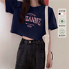 辣妹正肩短袖短款上衣女2023年夏季小众设计感小衫小个子T恤