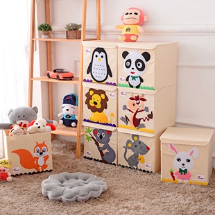 家用儿童玩具收纳箱布艺，可折叠大号内衣收纳盒，有盖书本加厚整理箱