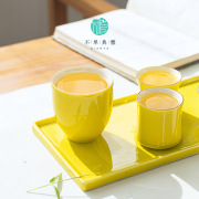 不单典雅青瓷黄色茶杯陶瓷品茗杯单杯喝茶杯茶盏杯子功夫茶具茶碗