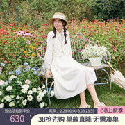 紫涵镂空马夹纯白连衣裙，两件套女2024春季文艺森女系时尚套装