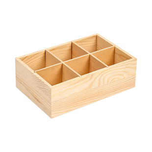 美工区分格木质收纳盒儿童办公室宿舍桌面收纳神器置物架实木盒子
