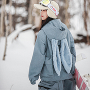 swagli滑雪服女士兔耳朵，专业防水透湿透气滑雪衣，户外保暖滑雪裤子