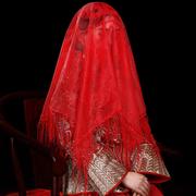 结婚用的红盖头新娘，秀禾服高级红色，透明头纱喜帕纱巾高档出嫁头巾