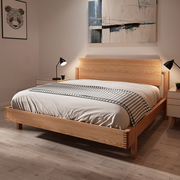 高档全实木床1.8米1.5双人床白橡木床北欧现代简约卧室家具原木木