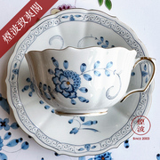 德国MEISSEN梅森瓷器 新剪裁系列 蓝色印度花卉 彩绘描金 茶杯碟