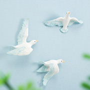 地中海壁挂树脂海鸟，客厅彩绘海鸥飞鸟，咖啡厅墙壁背景挂件装饰品