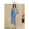 gds澳洲品牌高端大牌蓝色长袖，连衣裙高级感2024垂坠感长裙春