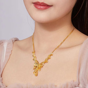 沙金蝴蝶项链黄金色(黄金色，)手链戒指耳钉套装任选时尚饰品全套镀金送