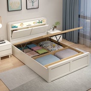 全实木单人床1.2m1.35米小户型儿童床侧开气压高箱储物床现代