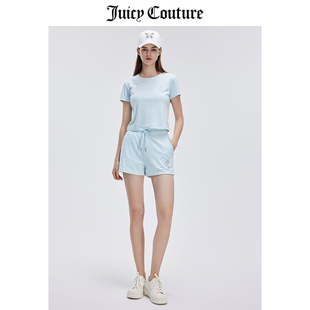 Juicy Couture橘滋套装女夏季运动休闲多巴胺天鹅绒T恤短裤