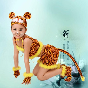 儿童小老虎演出服幼儿园，男孩小花猫表演服女孩卡通波斯猫舞蹈服装