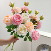 仿真玫瑰花假花干花花束，摆设客厅餐桌装饰塑料，仿生花插花花艺摆件