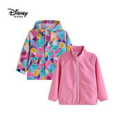 一衣三穿迪士尼女童冲锋衣两件套儿童，摇粒绒内胆+宝宝风衣外套秋