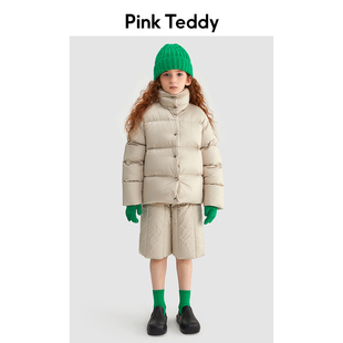 PinkTeddy童装女童羽绒服冬季单排扣面包服加厚保暖儿童外套