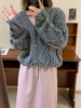 此外粗针棒小个子短款毛衣女秋季v领收口休闲韩版外套针织衫