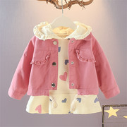 女童春装套装韩版1-3-4-5岁女宝宝，连衣裙洋气外套儿童衣服两件套0
