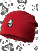 国潮印花熊猫可爱包头帽(包头帽，)男女青少年，潮流潮牌保暖防风堆堆头巾帽子
